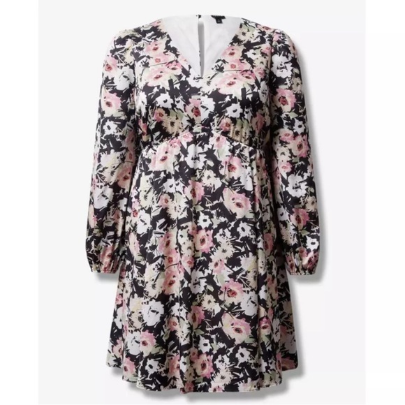 torrid Dresses & Skirts - New Torrid 3 Mini Bubble Charmeuse Floral Babydoll Dress 14-16 1x lined silky